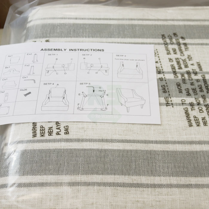 Armlehnstuhl grau/weiß gemustert M-6573