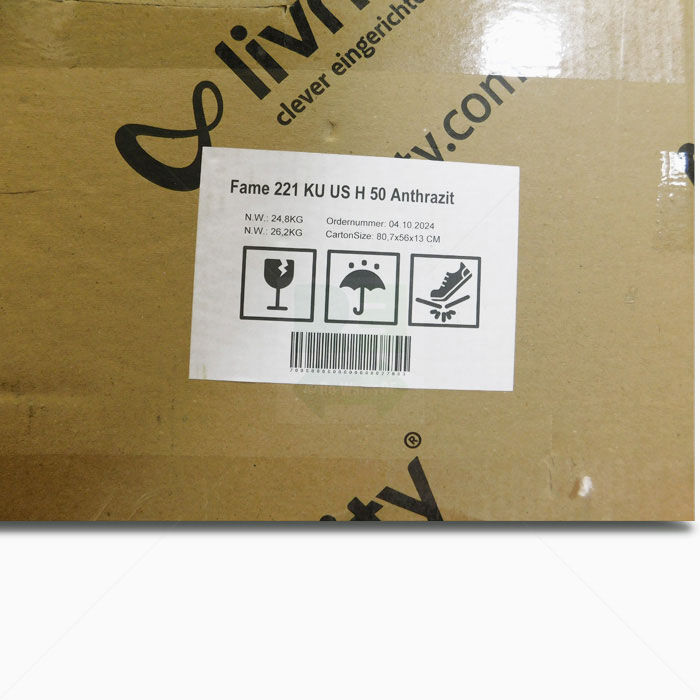 Küchenunterschrank Fame-Line Anthrazit Hochglanz 50 cm ohne Arbeitsplatte Vicco