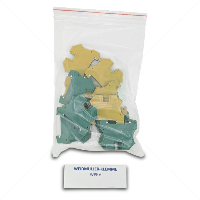 Klemme Weidmüller WPE 6 Druchgangs-Reihenklemme, 6mm², grün/gelb 12 Stück