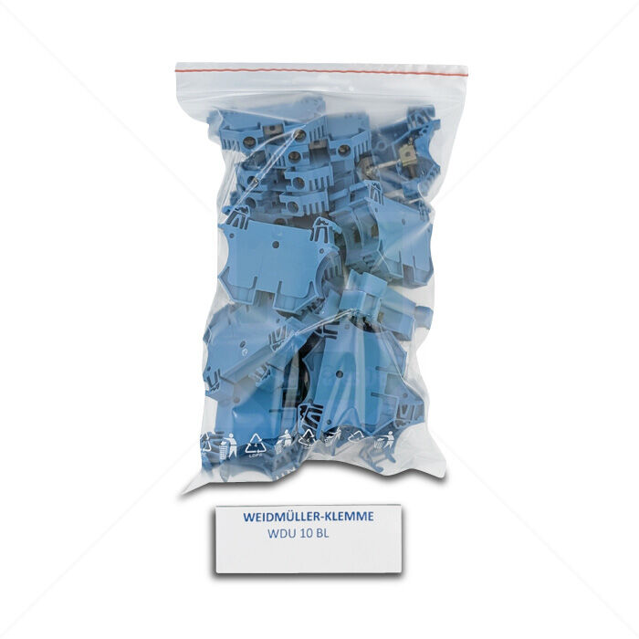 Klemme Weidmüller WDU 10 BL Durchgangs-Reihenklemme, 10mm², blau 25Stk
