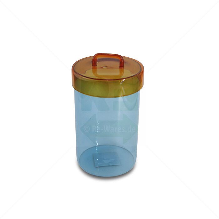 Dekoglas mit Deckel Reserved Home blau mit orangen Deckel Dekoglas mit Deckel Reserved Home blau mit orangen Deckel