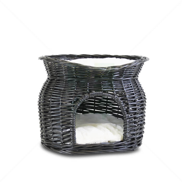 Weidenkorb für Haustiere Trixie mit Liegedach und Kissen schwarz Weidenkorb für Haustiere Trixie mit Liegedach und Kissen schwarz