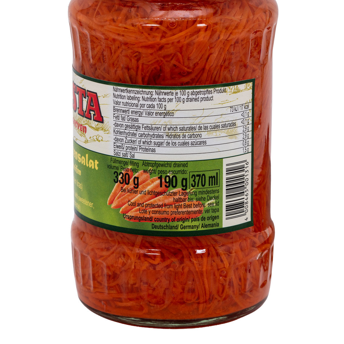 Karottensalat Streifen im Glas 370ml von WASTA