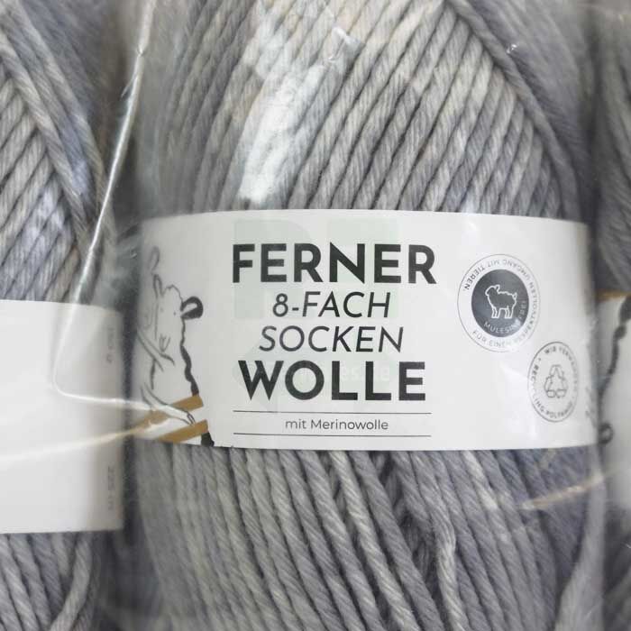 Sockenwolle Ferner 6er Pack mit Merinowolle grau