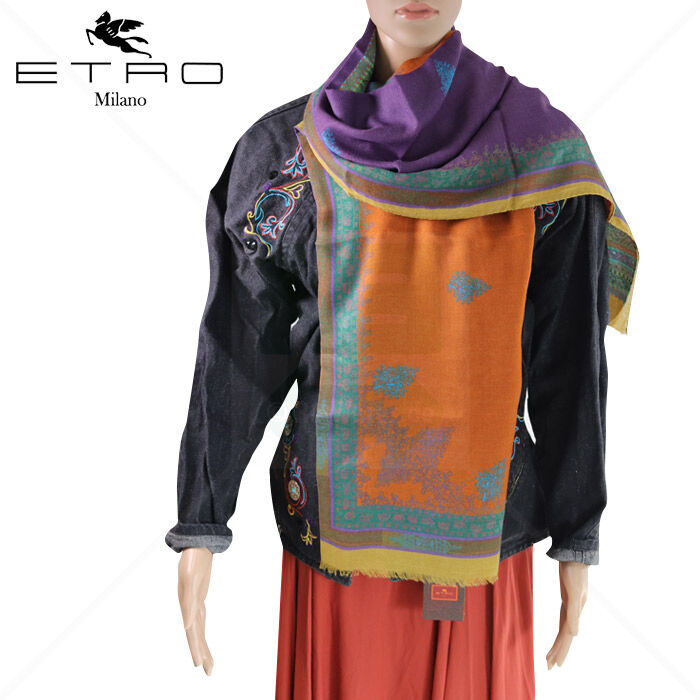 Schal Wolle-Modal ETRO Shaal-Nu 200 x 68 cm Orange-Gelb Schal Wolle-Modal ETRO Shaal-Nu 200 x 68 cm Orange-Gelb
