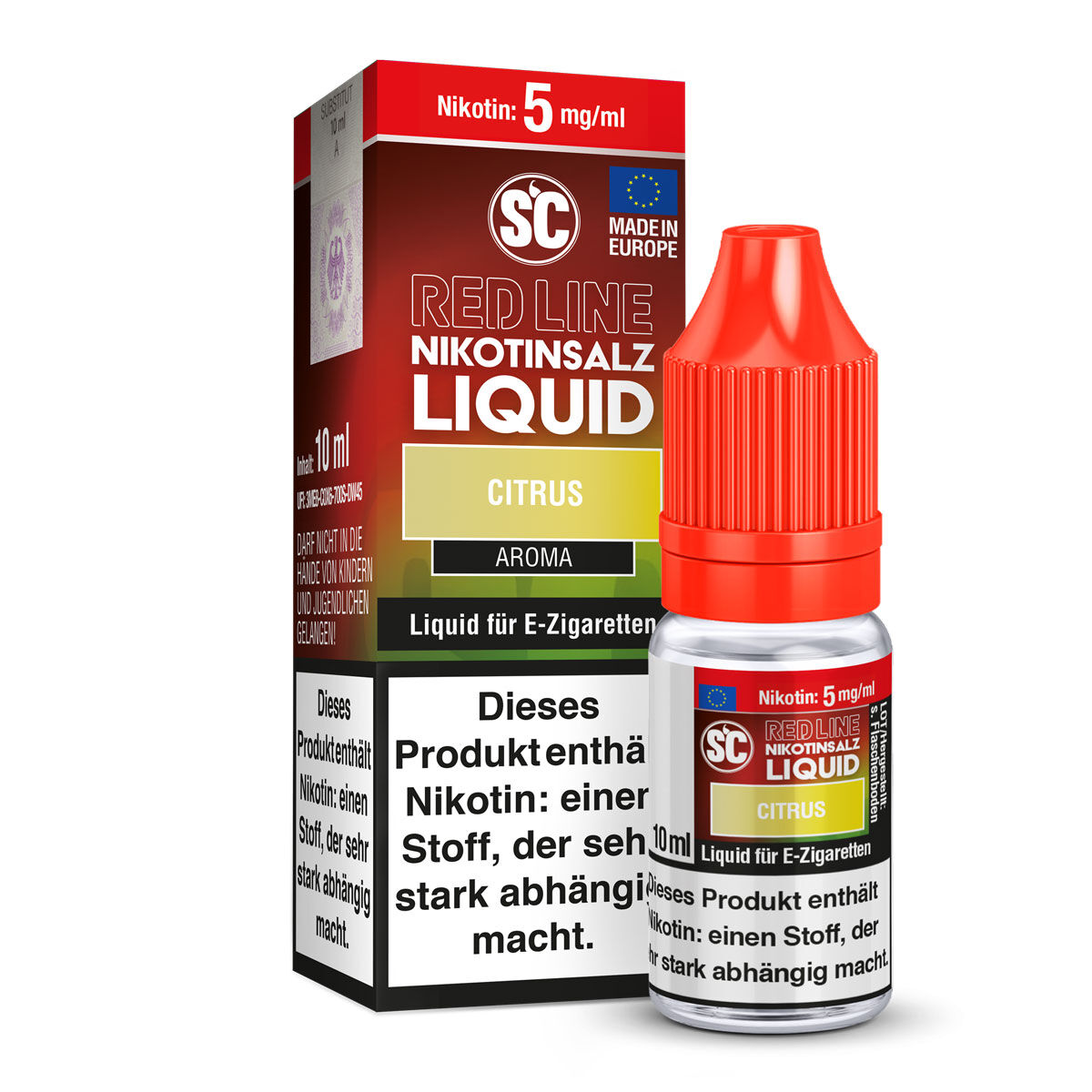 SC Red Line Citrus Nikotinsalz-Liquid 10 ml – 5 mg/ml