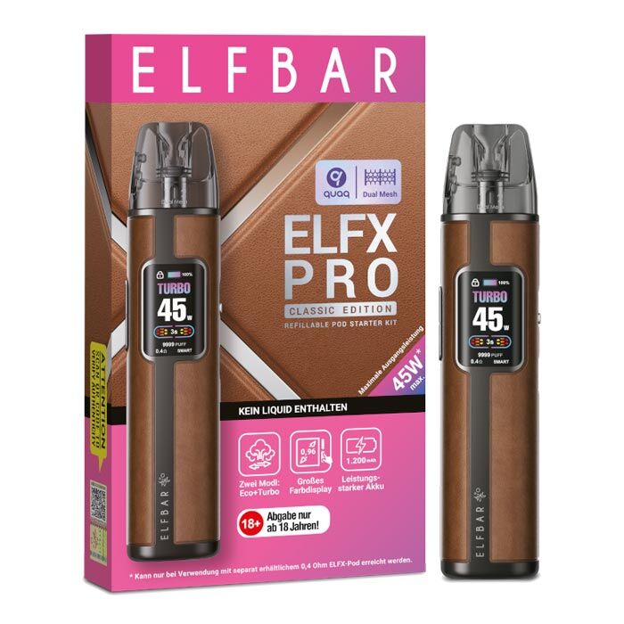 E-Zigaretten Set ELFBAR Elfx Pro SE 1200mAh braun