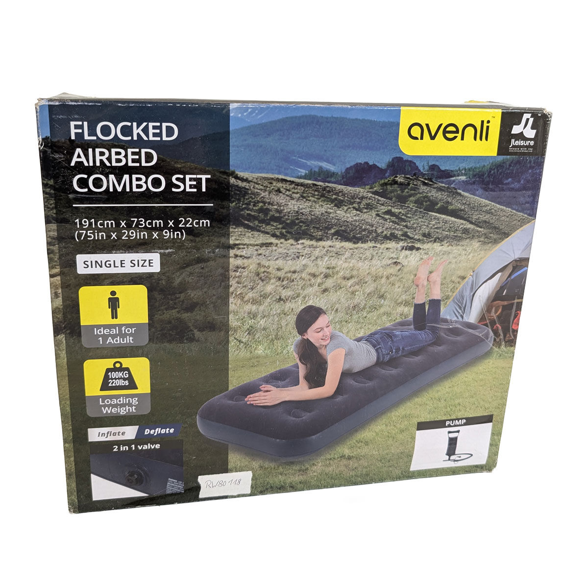 Luftbett AVENLI Flocked Airbed Combo Set 191 × 73 × 22 cm – 1 Stück