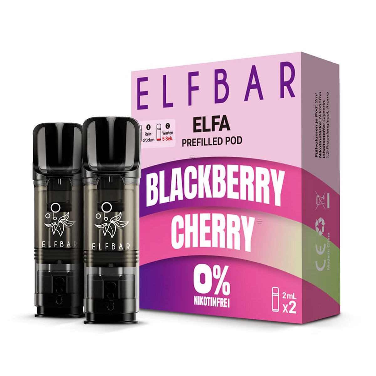 Pod mit Liquid für ELFBAR Elfa 2x2ml Blackberry Cherry 0mg/ml