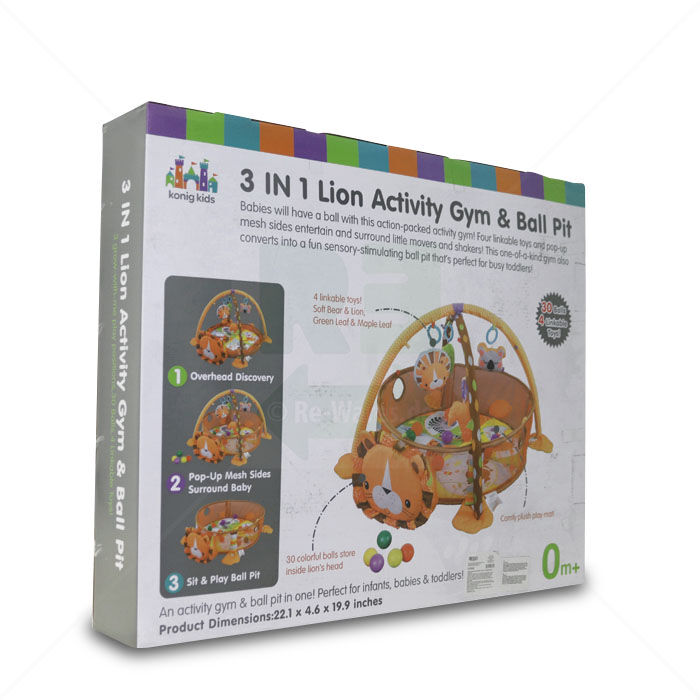 Baby Spieldecke LEAN Toys 3 in 1 Lion Activity Gym & Ball Pit | Löwe