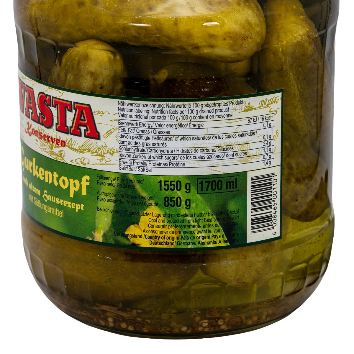 Gurkentopf nach Hausrezept  im Glas 1700ml von WASTA