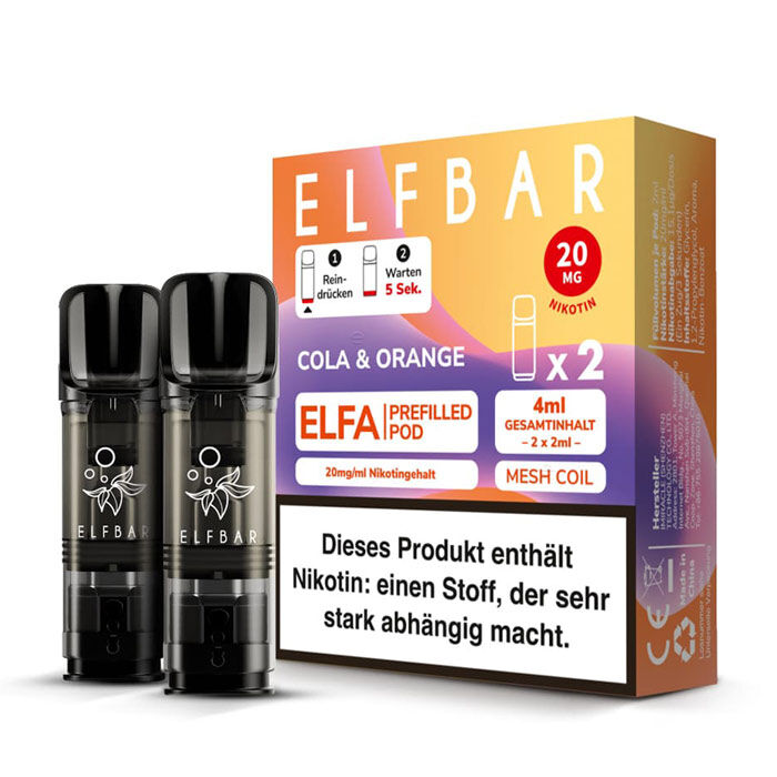 Pod mit Liquid für ELFBAR Elfa 2x2ml Cola & Orange 20mg/ml
