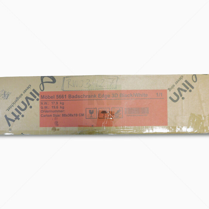 Badschrank Edge Schwarz 30 x 189.5 cm mit 2 Türen und 3 Fächer