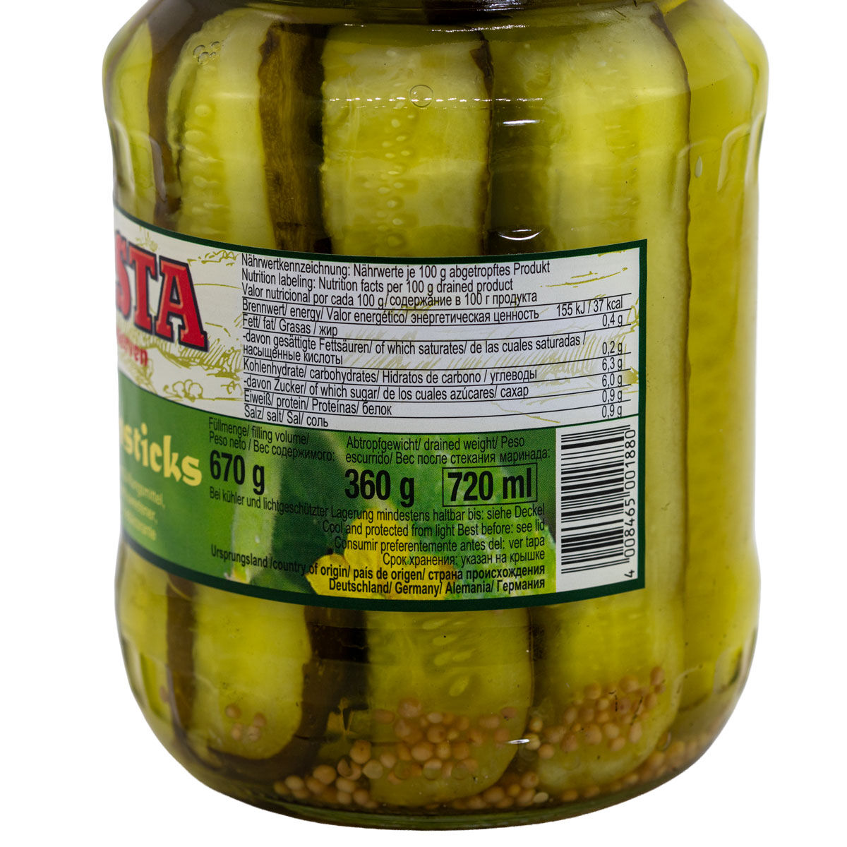 WASTA Gurkensticks im Glas 720 ml – 670 g