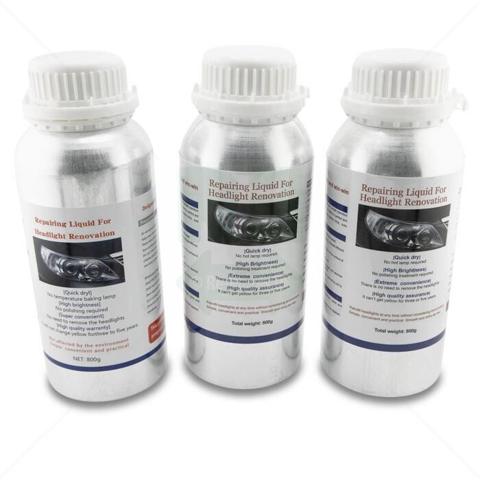 Scheinwerfer-Reparaturflüssigkeit 3 x 800 g inkl. Trichter & Schleifpapier