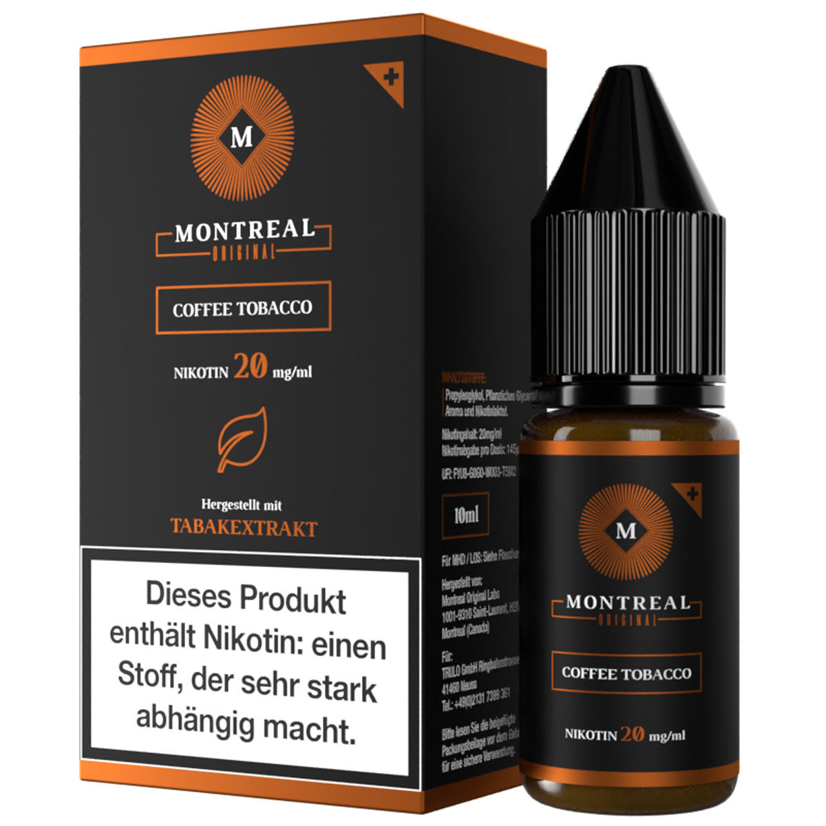 Liquid Nikotinsalz Coffee Tobacco Montreal Original 10ml 20mg/ml (stark)