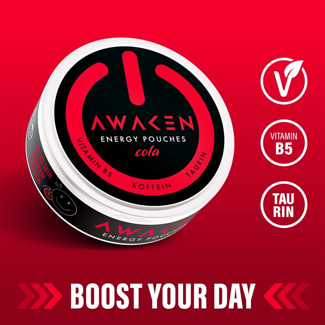 AWAKEN Energy Pouches Cola – 50 mg/g Koffein, 12 g