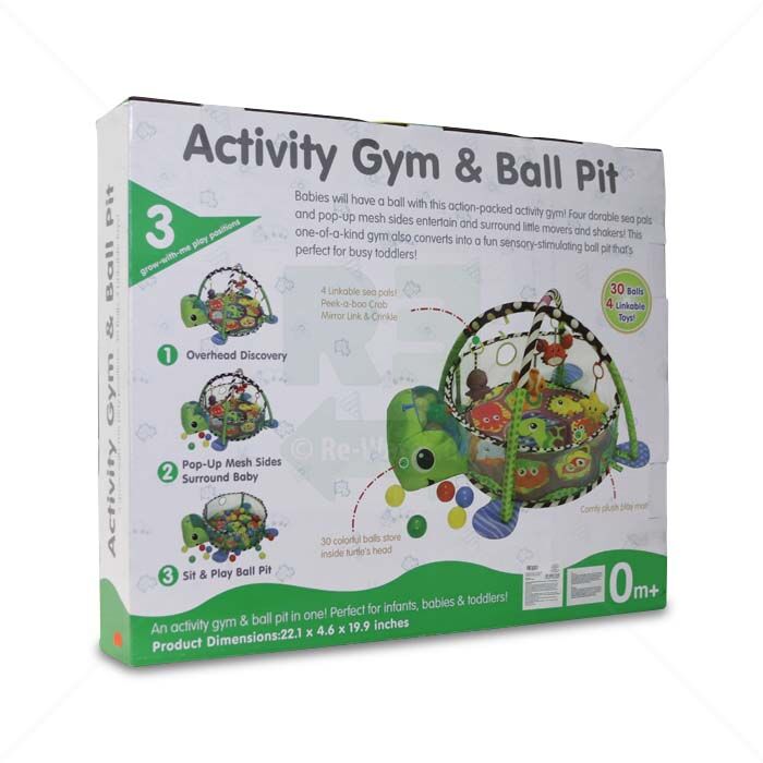 Baby Spieldecke LEAN Toys 3 in 1 Activity Gym & Ball Pit | Schildkröte