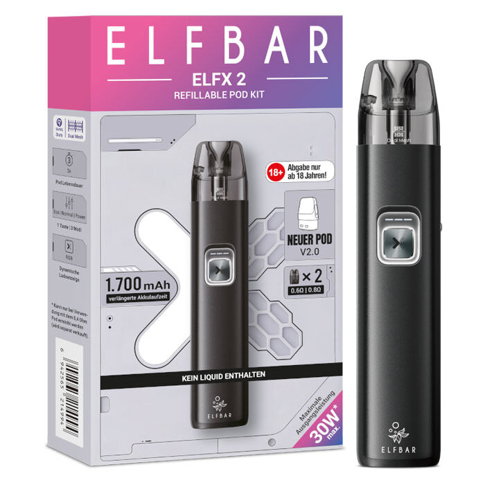 E-Zigaretten Set ELFBAR Elfx 2 1700mAh matte black (schwarz)