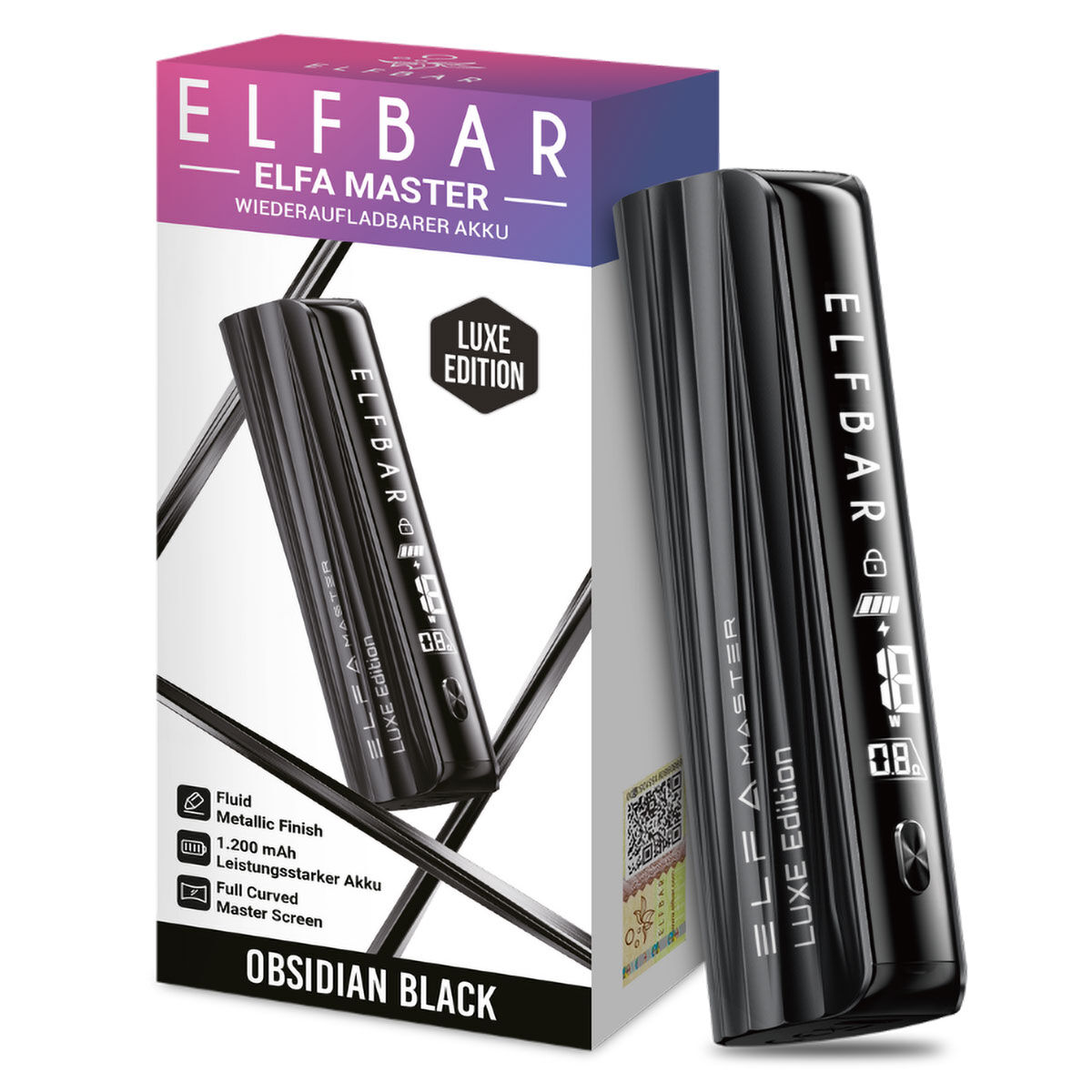 E-Zigaretten Akku ELFBAR Elfa Master Luxe 1200mAh obsidian-black (schwarz)