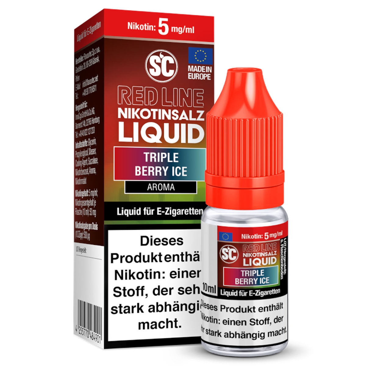 Liquid Nikotinsalz Red Line Triple Berry Ice SC 10ml 05mg/ml (leicht)