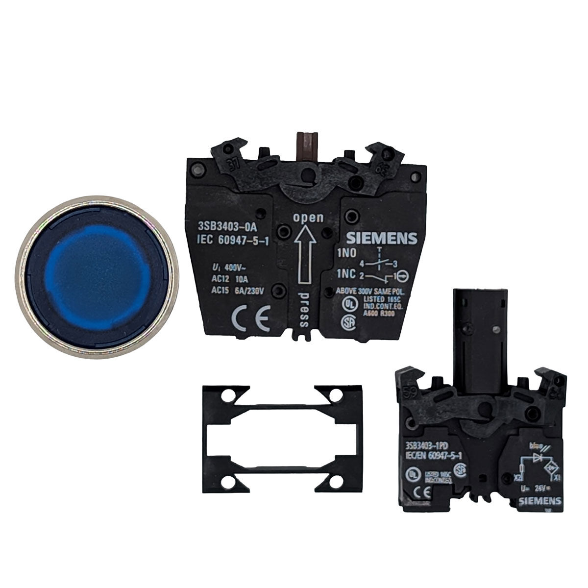 Leuchtdrucktaster Siemens 3SB3647-0AA61-0CC0 22 mm 24 V AC/DC weiß – 2 Stück