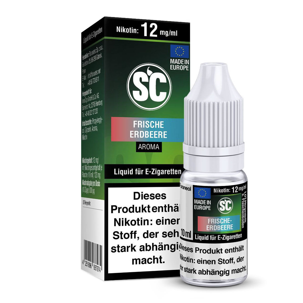 SC Liquid Frische Erdbeere 10 ml mit 12 mg/ml Nikotin