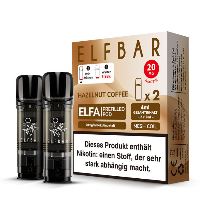 Pod mit Liquid für ELFBAR Elfa 2x2ml Hazelnut Coffee 20mg/ml