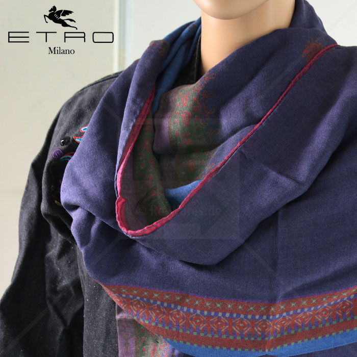Schal Wolle-Modal ETRO Shaal-Nu 200 x 68 cm Lila-Blau