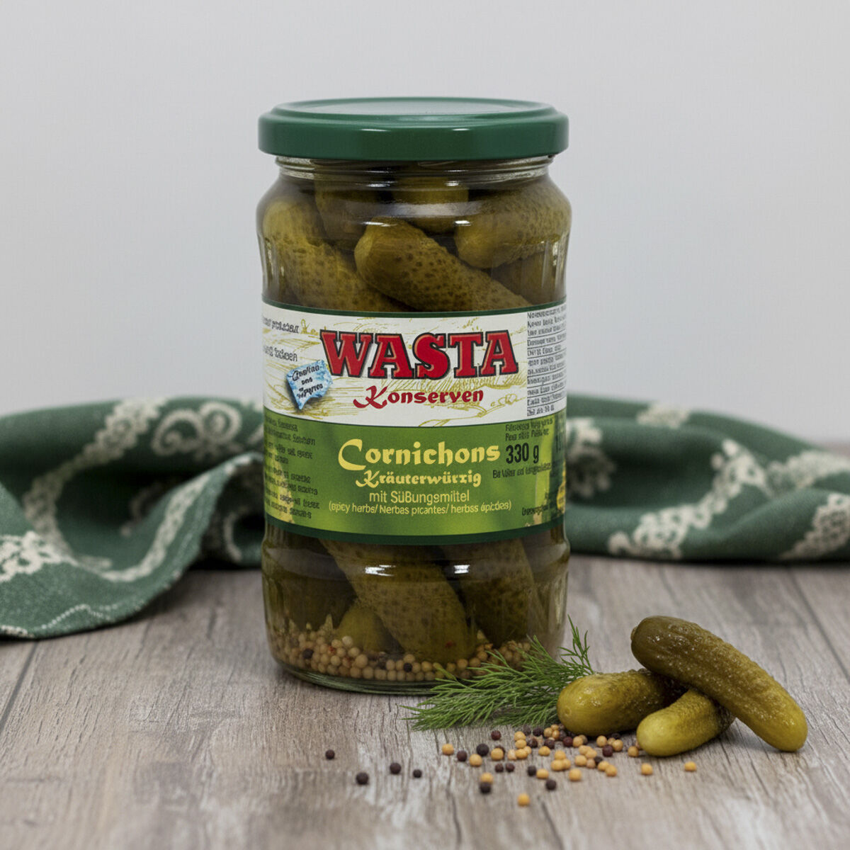 Cornichons kräuterwürzig im Glas 370ml von WASTA