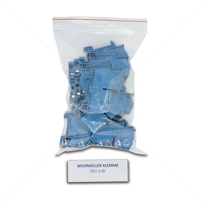 Klemme Weidmüller ZDU 6BL Durchgangs-Reihenklemme, 6mm², blau 25 Stück
