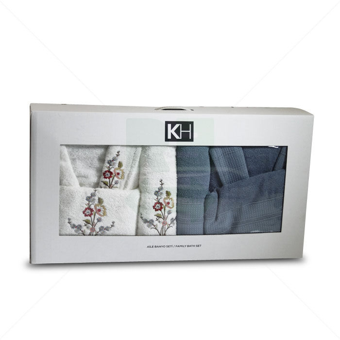 Bademantelset Karaca Home mit Handtücher 6-teilig weiß/blau