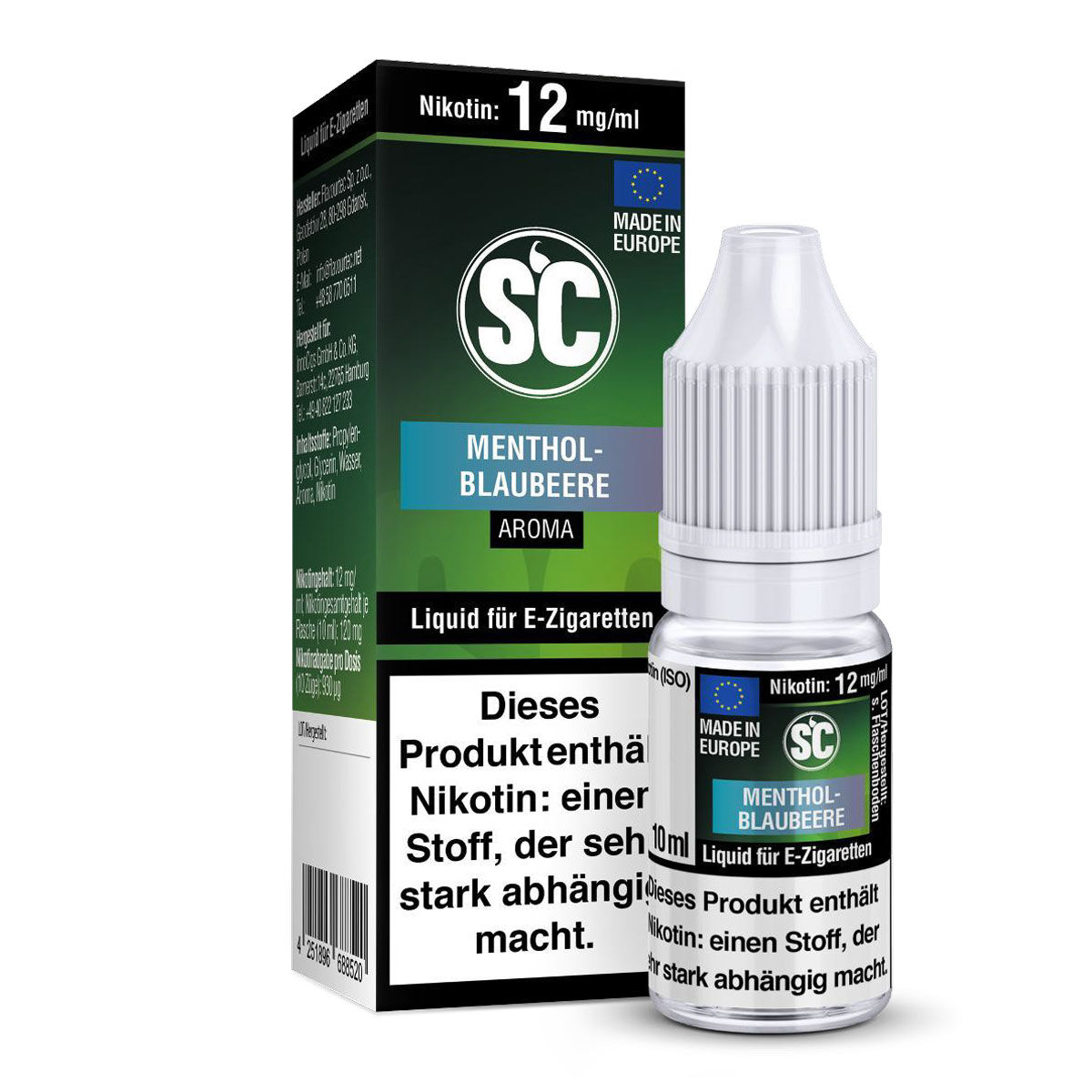 SC Liquid Menthol Blaubeere 10 ml – 12 mg/ml