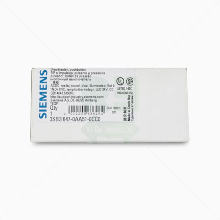 Leuchte Siemens 3SB3647-0AA51-0CC0 Leuchtdruckschalter, 22mm, rund, blau