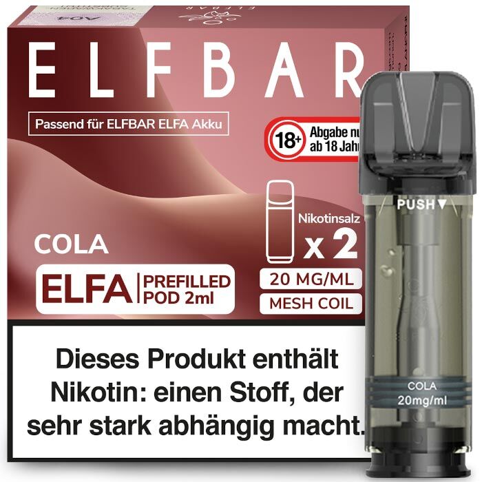 Pod mit Liquid für ELFBAR Elfa 2x2ml Cola 20mg/ml