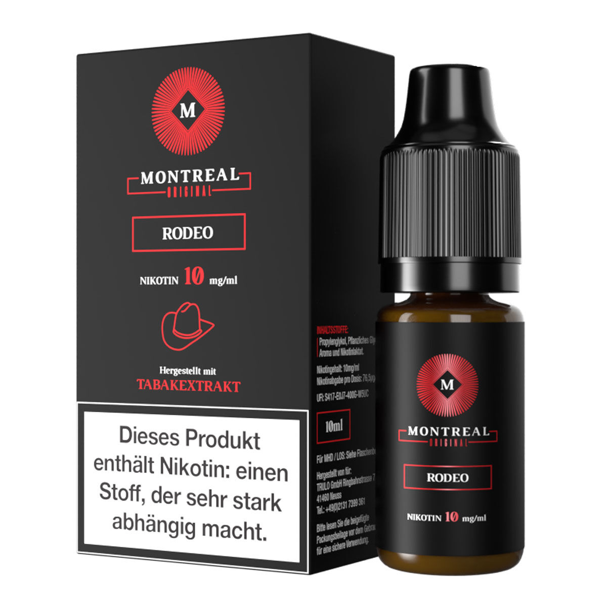 Liquid Nikotinsalz Rodeo Tobacco Montreal Original 10ml 10mg/ml (mittel)