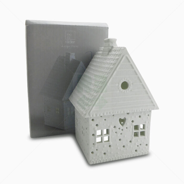 Lichthaus Räder Lebkuchenhaus Porzellan mit Kerzenteller weiß