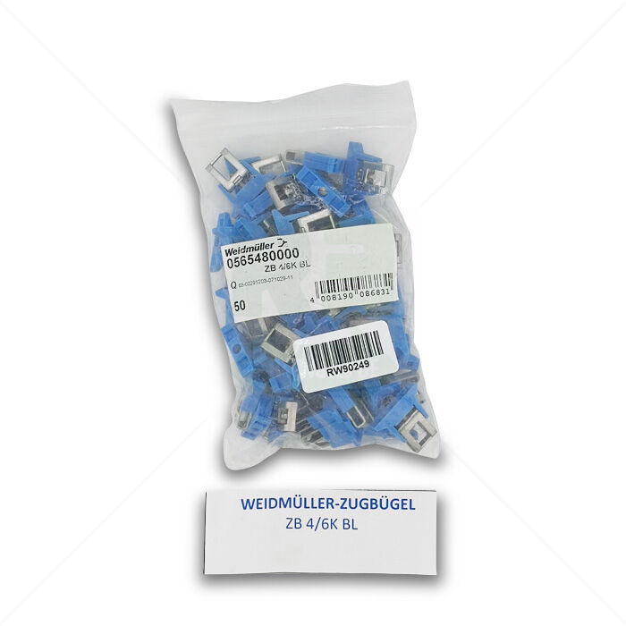 Zugbügel für Sammelschiene Weidmüller ZB 4/6K BL Zugbügel für Sammelschiene, 4mm², blau 50 Stück