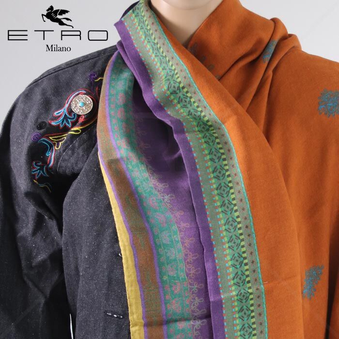 Schal Wolle-Modal ETRO Shaal-Nu 200 x 68 cm Orange-Gelb