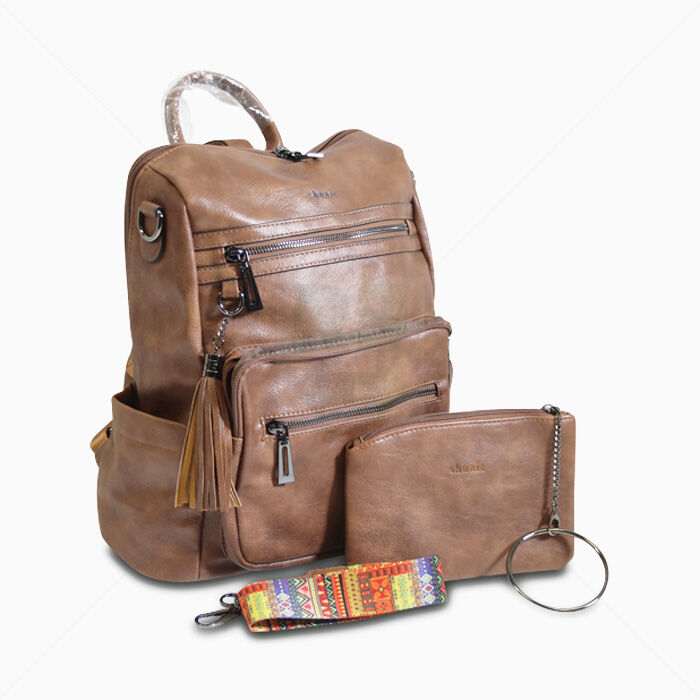 Rucksack mit Geldbörse Shrrie für Damen PU-Leder braun