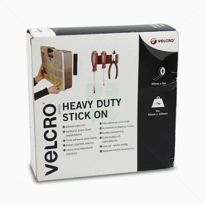 Klettband Velcro selbstklebend 50mm x 5m schwarz