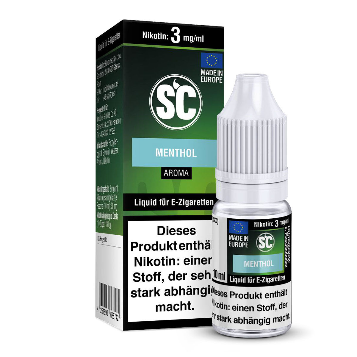 SC Liquid Menthol 10 ml mit 3 mg/ml Nikotin
