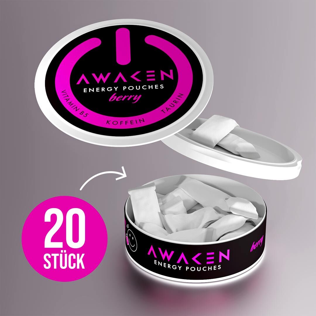AWAKEN Energy Pouches Berry – 50 mg/g Koffein, 20 Beutel