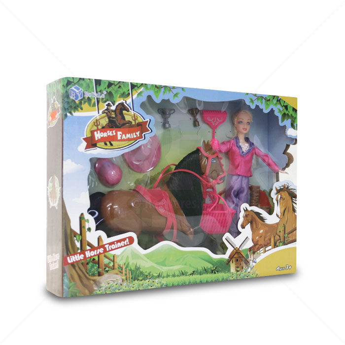 Spielset LEAN Toys Pferd + Puppe und Zubehör