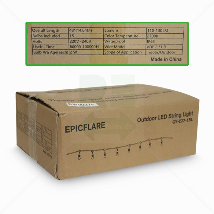 LED Outdoor Lichterkette Epicflare 15m LED Outdoor Lichterkette Epicflare 15m
