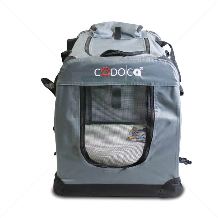 Tiertransportbox Cadoca mit Decke u. Wassernapf grau/blau
