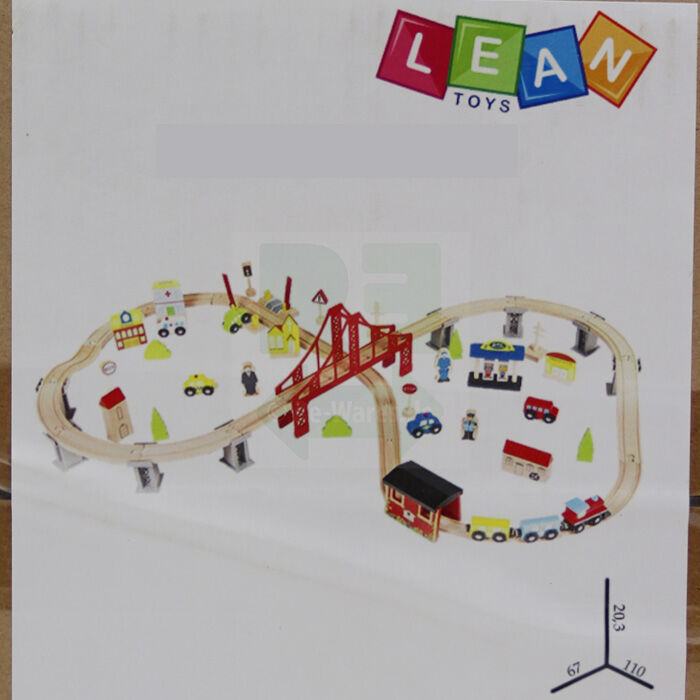 Holzeisenbahn LEAN Toys mit Zügen und Zubehör