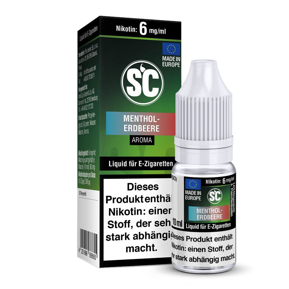 SC Liquid Menthol Erdbeere 10 ml – 6 mg/ml