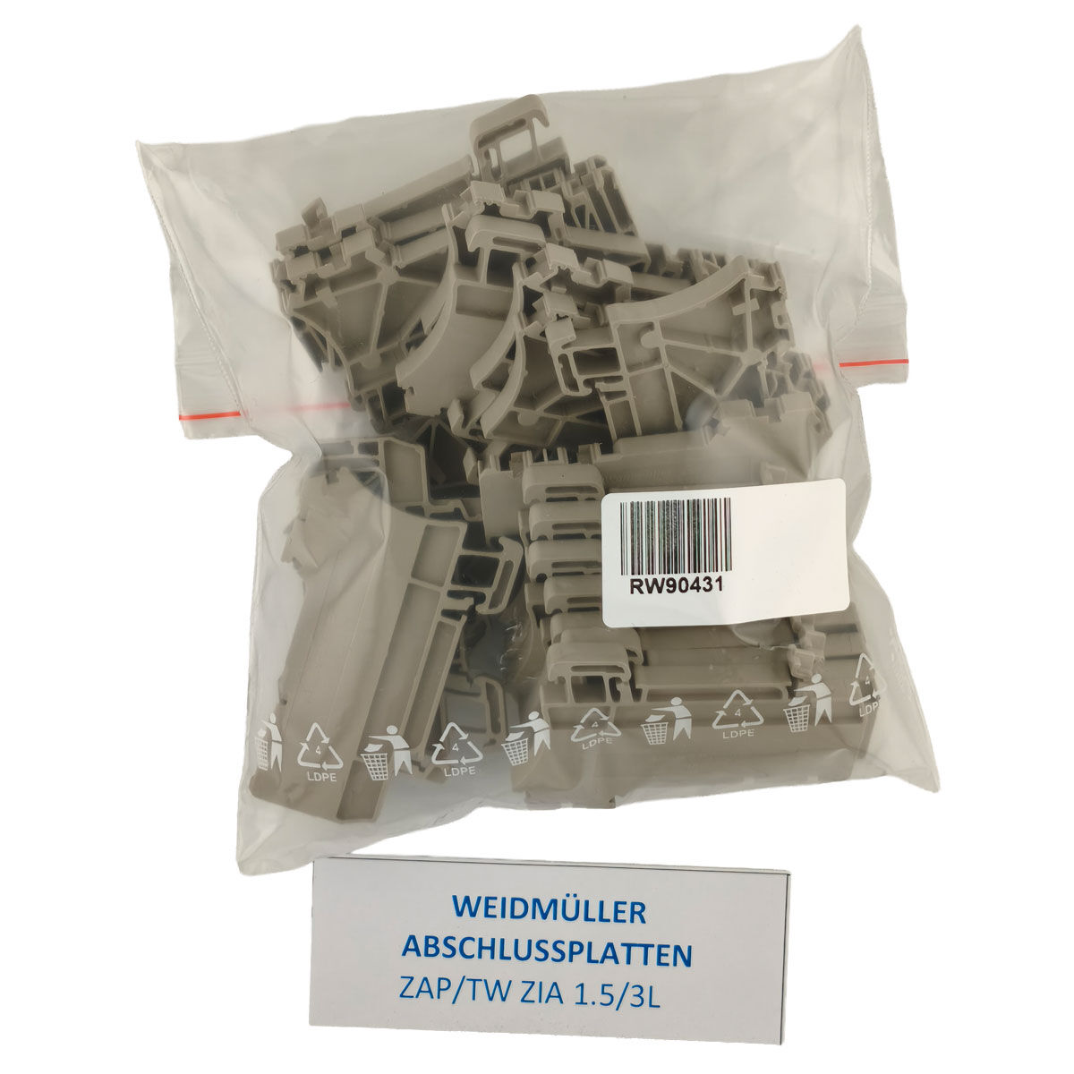 Abschluss/Zwischenplatten Weidmüller ZAP/TW ZIA 1.5/3L Abschlussplatte, beige 20 Stück