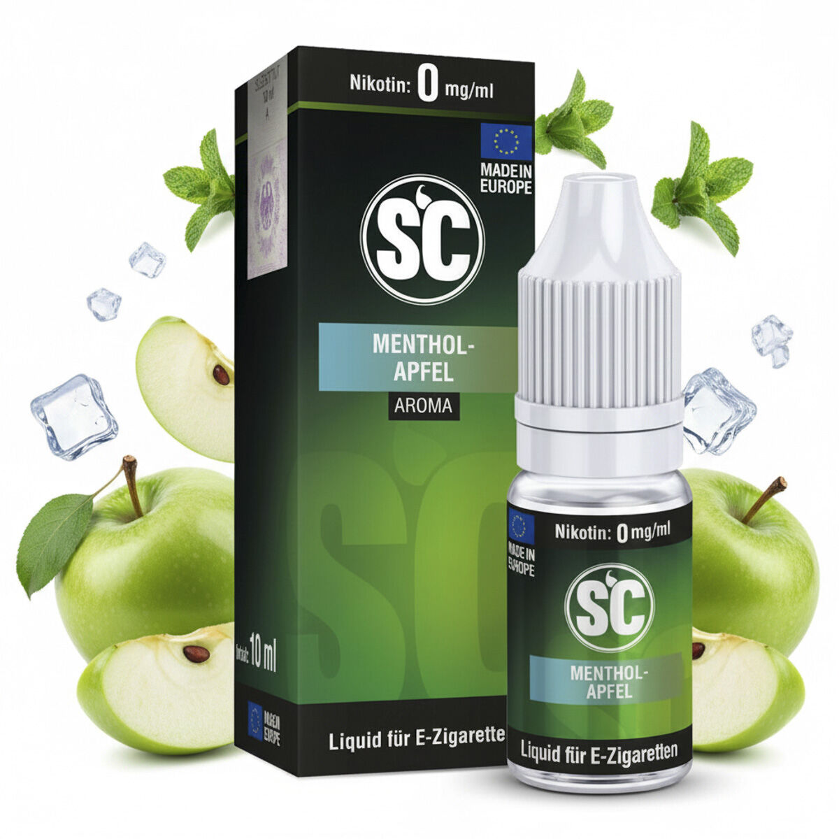 SC Liquid Menthol Apfel 10 ml – 0 mg/ml nikotinfrei